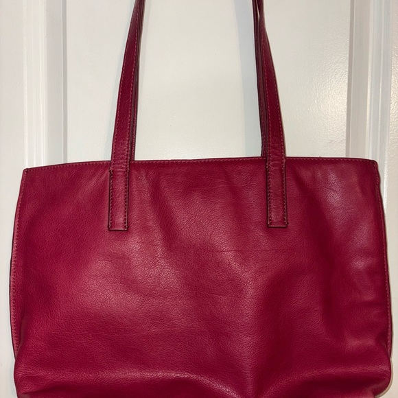 Mark & Graham Leather Tote Bag | Red Laptop Work Shoulder Bag - Picture 1 of 9